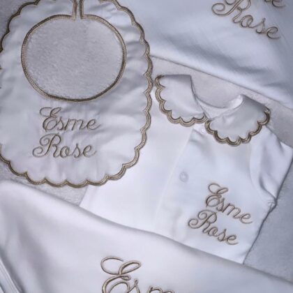 Complete baby set - babygrow, bib, blanket and muslin!