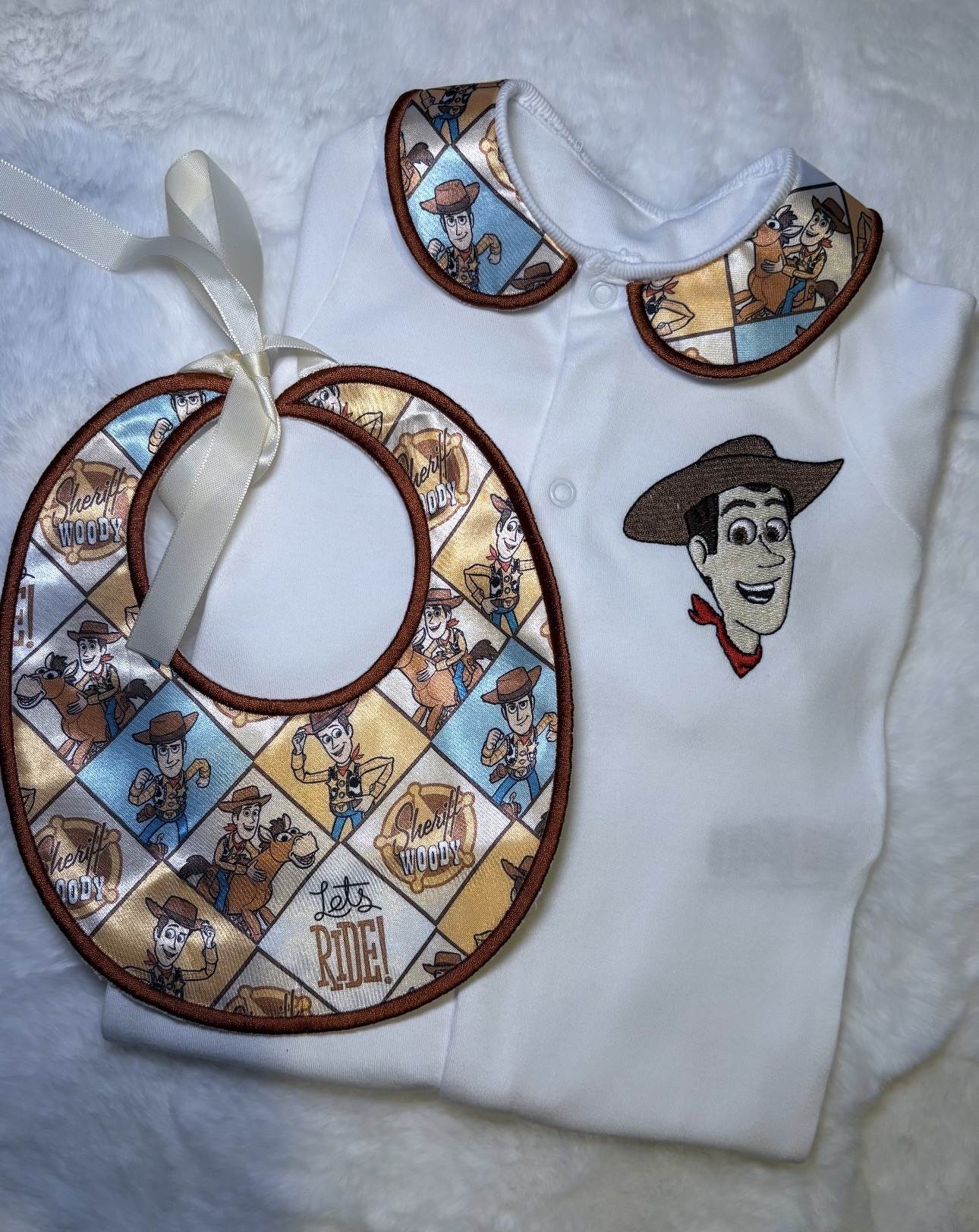Cowboy set - babygrow and bib