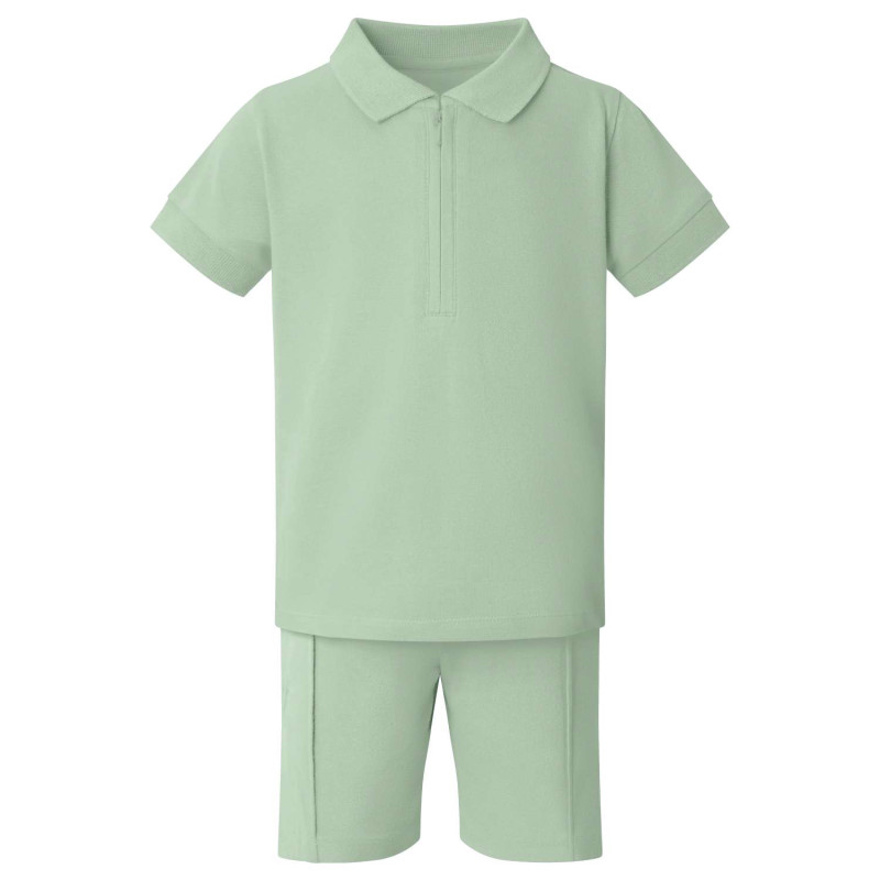 Boys Zip Neck Polo shirt and shorts - Image 3