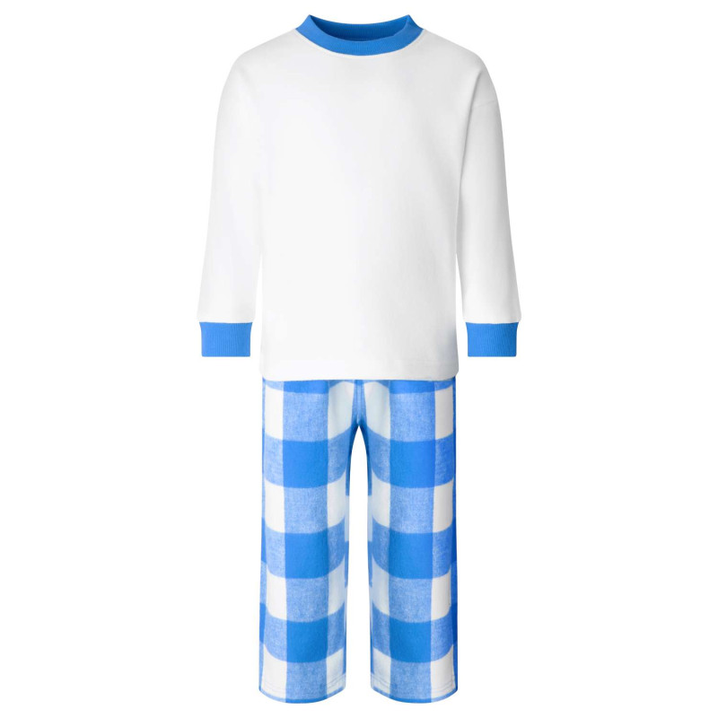 Long sleeved personalised checked children pyjamas