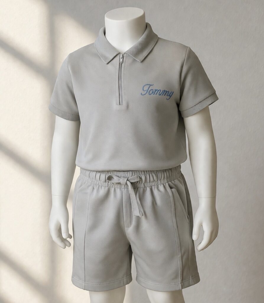 Boys Zip Neck Polo shirt and shorts