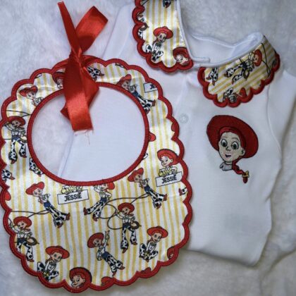 Cowgirl set - babygrow and bib