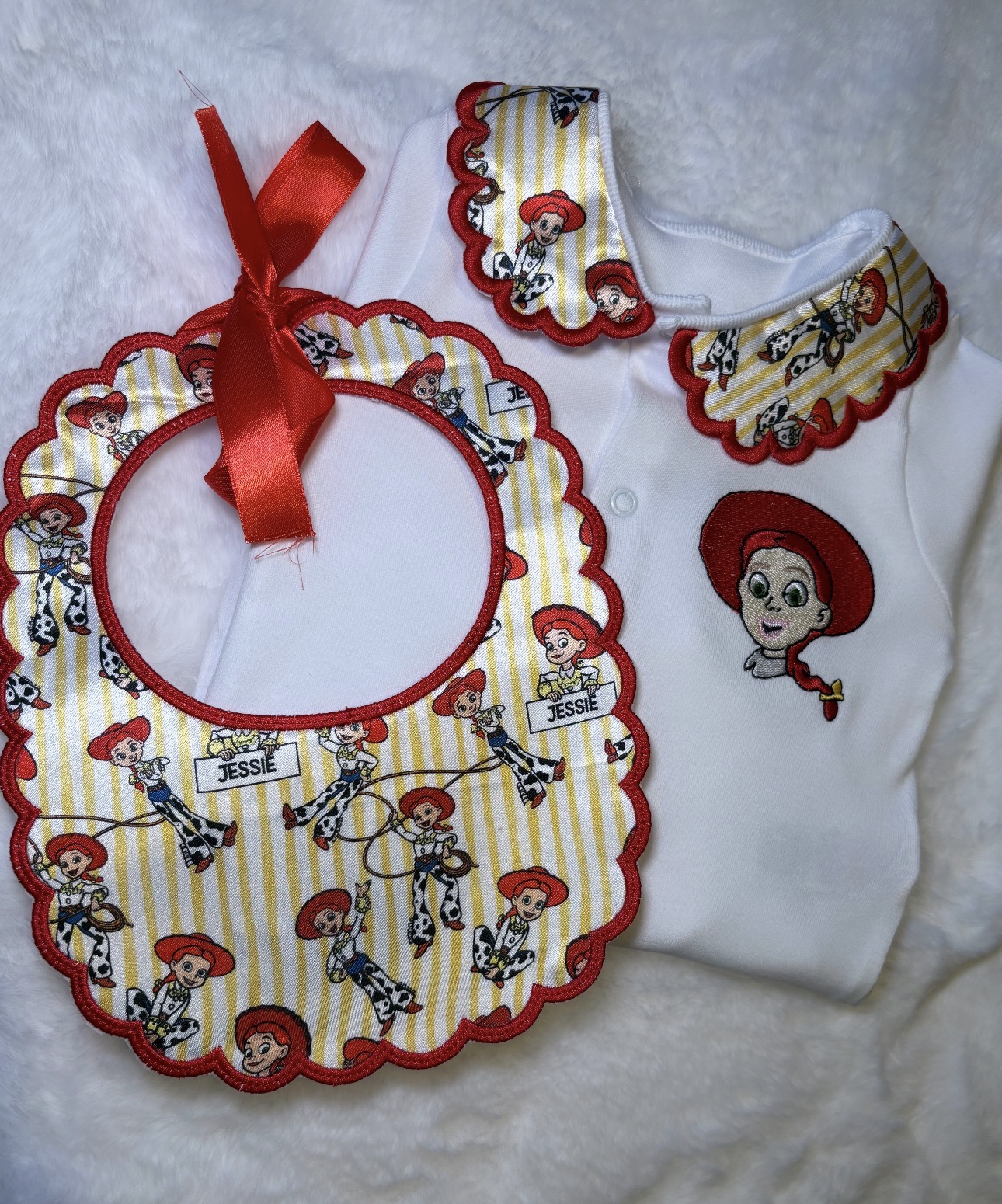 Cowgirl set - babygrow and bib